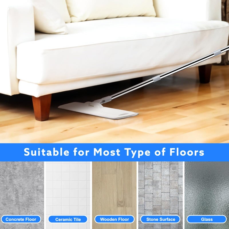 wlich Microfiber Mop for Cleaning Floors,55 Inch Extendable Flat Mop with 4 Reusable Washable Pads, 1 hook, 1 wall piece, and 1 scraper, Wet Dry and Dust Mops for Bathroom Kitchen, Floor,Ceramic Tiles - Image 5