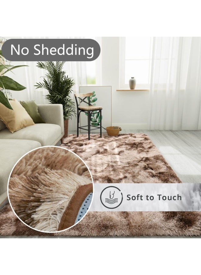 LIODUX Ultra Soft Modern Area Rugs, Indoor Fluffy Living Room Carpets, Non-Slip Bedroom Home Decor Rug, Washable Furry Throw Rugs for Kids Room Decoration (Coffee, 200x400CM) - Image 4