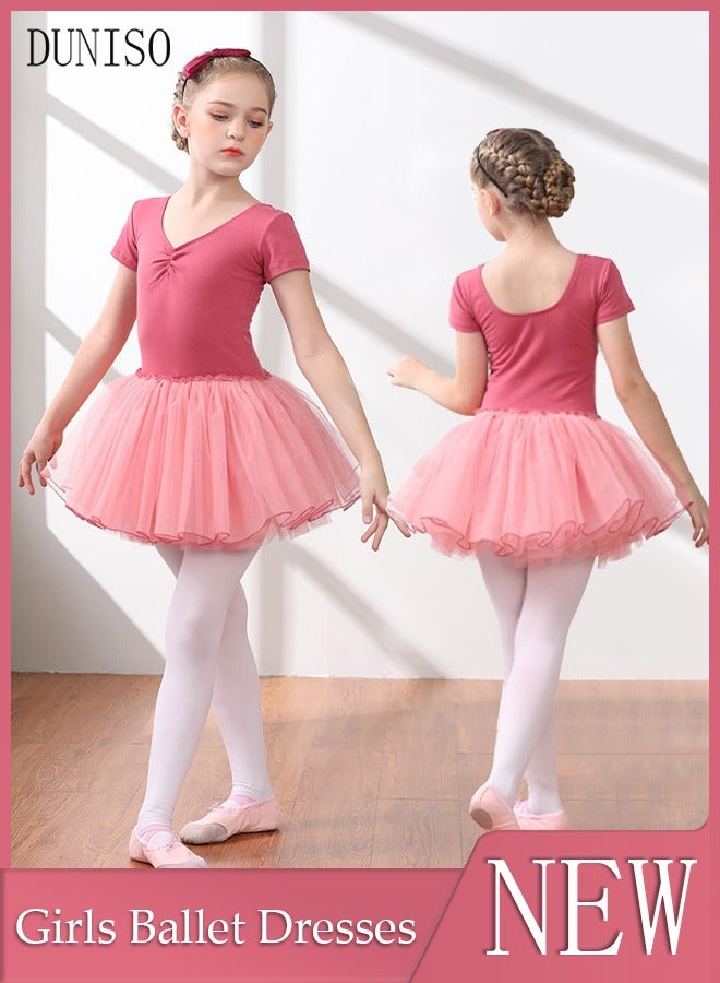 DUNISO Girls Ballet Dresses Leotards with Skirt Dance Dress Long sleeve Ballerina Tutu Outfit Cotton Dress Ballet Skirt Mini Skirt Princess Dresses Dance Wear Clothes for Little Girl - Image 1