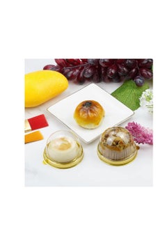 SYOSI 50 Packs of Mini Cake Box, Clear Plastic Cookies Muffins Dome Box Mooncake Box with with Clear Dome for Wedding Birthday Party Small Cupcakes, Desserts and Candy Display(Gold)  - Image 3