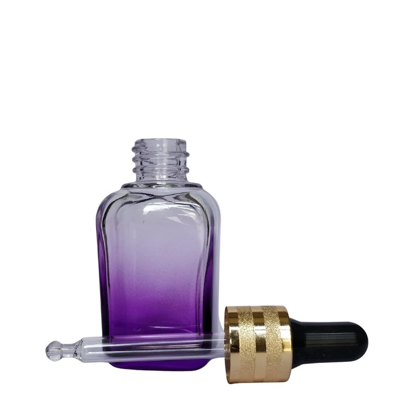 Devinez Multipurpose Premium Purple Gradient Square Glass Bottle, 30 ml with Golden Black Glass Dropper (Pack of 6), for Serum, Essential Oils, Blends, Skin Care, Travel, Toners, Cosmetic & DIY - Image 3