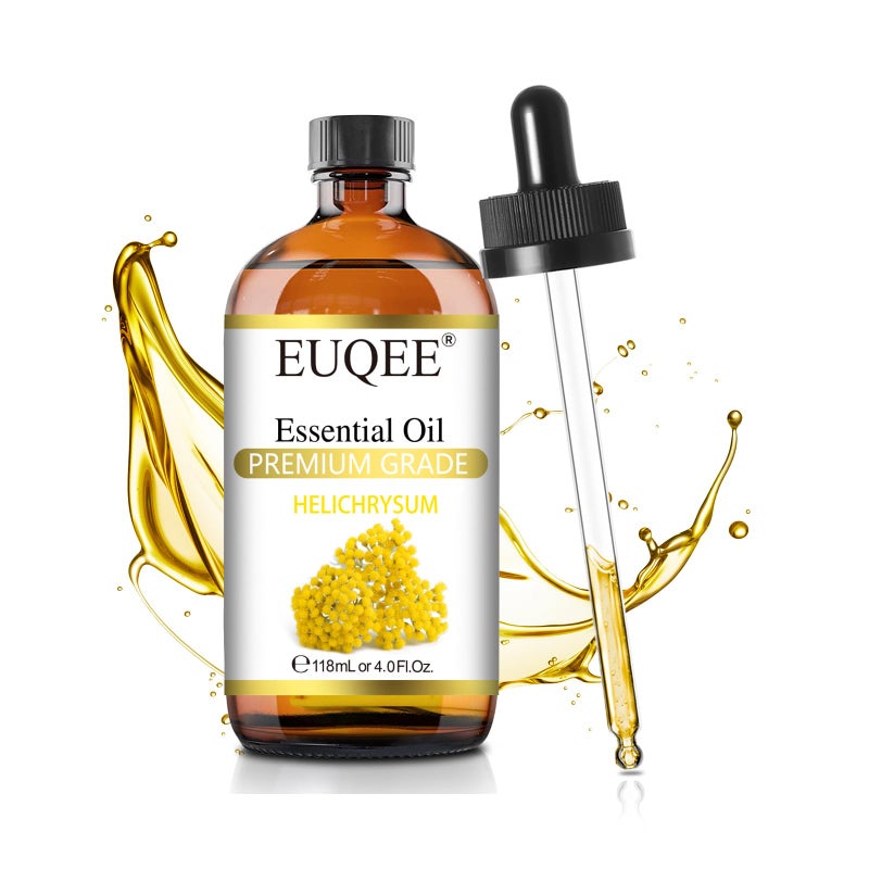 EUQEE Helichrysum Essential Oil 4 oz/118 ml Large Bottle Premium Helichrysum Oil with Glass Dropper - Great for Diffusers, Humidifier, Candle & Soap Making - Image 1