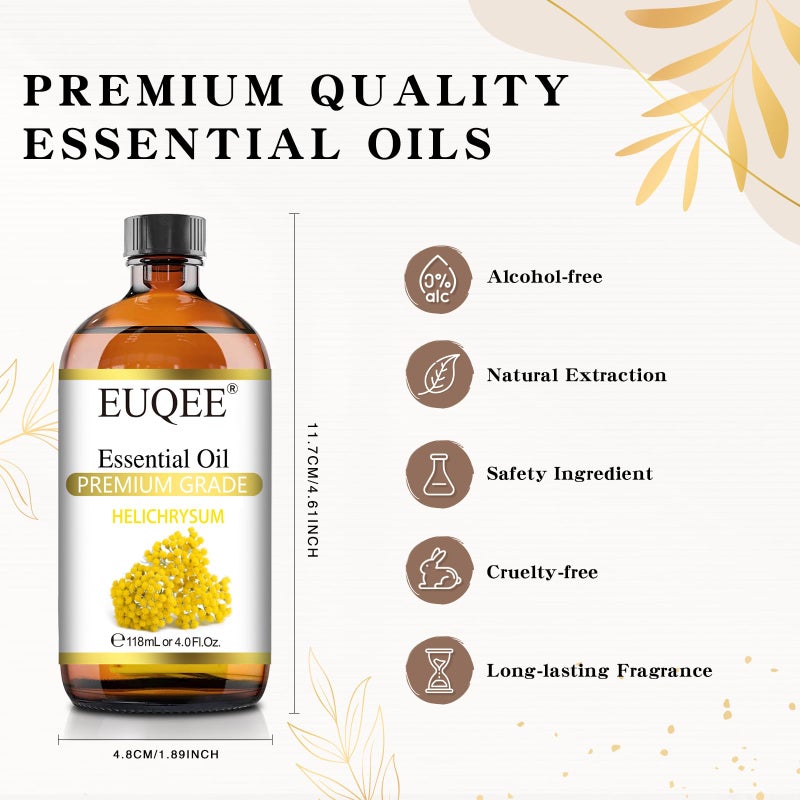 EUQEE Helichrysum Essential Oil 4 oz/118 ml Large Bottle Premium Helichrysum Oil with Glass Dropper - Great for Diffusers, Humidifier, Candle & Soap Making - Image 5