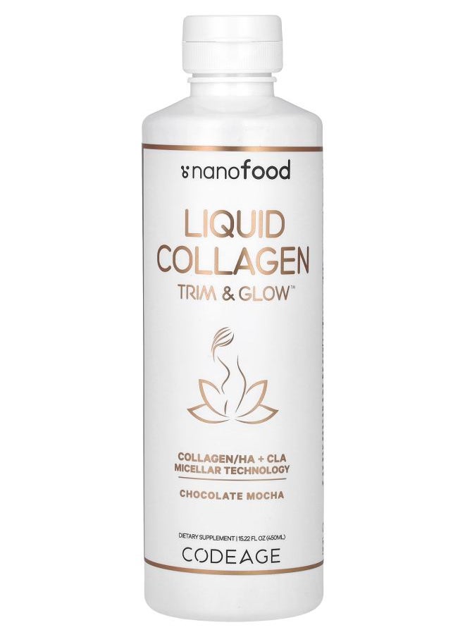 Codeage Nanofood Liquid Collagen Trim & Glow Chocolate Mocha 15.22 fl oz (450 ml) 