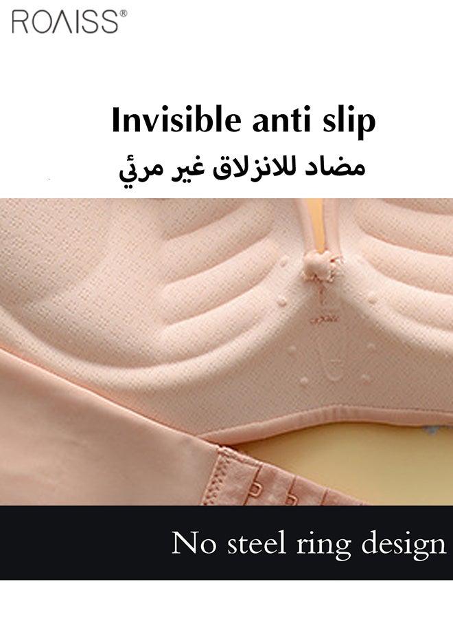 roaiss Women's Strapless Non Slip Bra 2-Piece Gathered Strapless Dress Bra Front Opening And Closing Design With Shoulder Strap Invisible Bra - Image 2