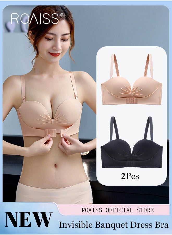 Women's Strapless Non Slip Bra 2-Piece Gathered Strapless Dress Bra Front Opening And Closing Design With Shoulder Strap Invisible Bra - pzsku/Z23AC07FF43CF06EEAF49Z/45/_/1714357131/418c1b36-983a-44a3-88f1-03673ffe10d5