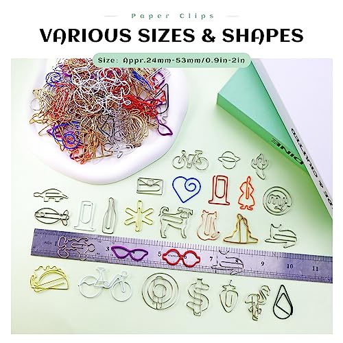 YETOOME 150 Pcs Mixed Cute Paper Clips, Assorted Colors Bookmark Paperclips, Fun Office Supplies Gifts for Students, Kids, Teachers (Random Shaped) - Image 2