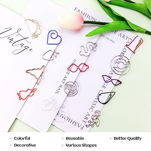 YETOOME 150 Pcs Mixed Cute Paper Clips, Assorted Colors Bookmark Paperclips, Fun Office Supplies Gifts for Students, Kids, Teachers (Random Shaped) - Image 5