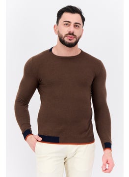 Sorbino Men Crew Neck Long Sleeve Textured Sweater, Brown  - Image 1