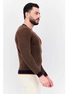 Sorbino Men Crew Neck Long Sleeve Textured Sweater, Brown  - Image 2