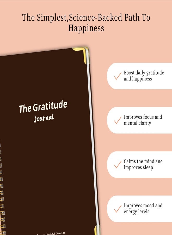 Kamoy The Gratitude Journal for Women＆Men - 5 Minute Gratitude Practice with Inspiring Prompts & Quotes for More Happiness, Affirmation, Mindfulness, Reflection & Self Care - Daily Happiness Journal for Women＆Men - Brown - Image 3
