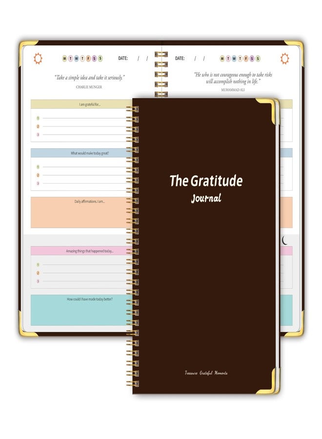 Kamoy The Gratitude Journal for Women＆Men - 5 Minute Gratitude Practice with Inspiring Prompts & Quotes for More Happiness, Affirmation, Mindfulness, Reflection & Self Care - Daily Happiness Journal for Women＆Men - Brown - Image 1