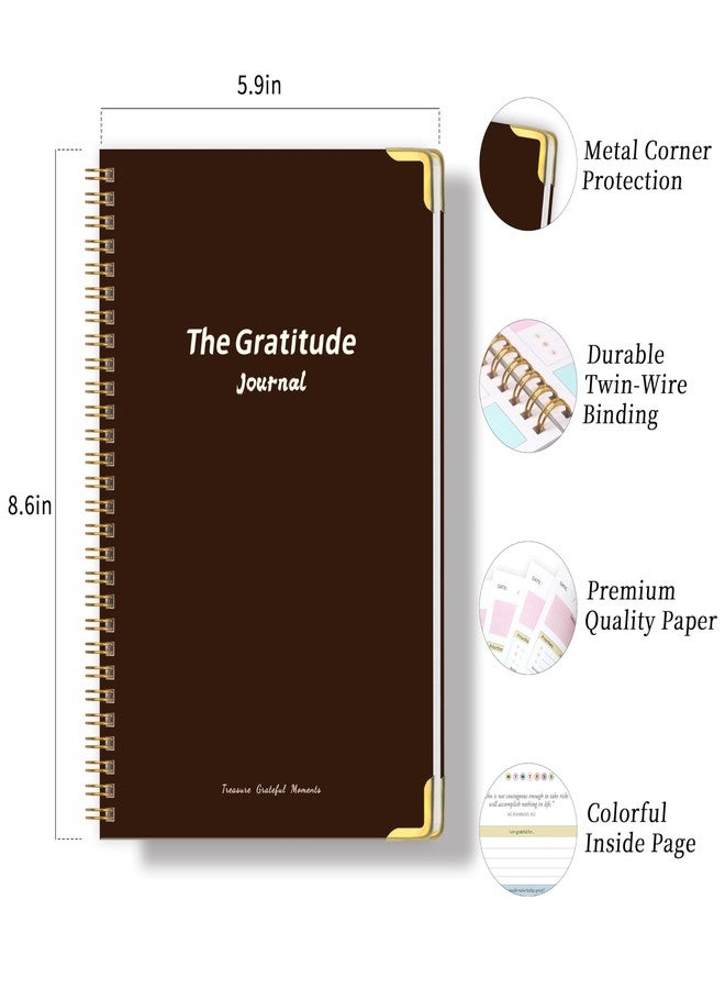 Kamoy The Gratitude Journal for Women＆Men - 5 Minute Gratitude Practice with Inspiring Prompts & Quotes for More Happiness, Affirmation, Mindfulness, Reflection & Self Care - Daily Happiness Journal for Women＆Men - Brown - Image 2