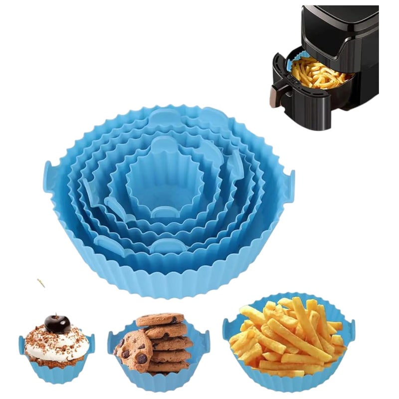 NIYANETAIL NIYANETAIL 6Pcs Reusable NonStick Air Fryer Accessories Set Round Silicone Coating Pot Basket 6 pcs air silicon air fryer Airfryer Oven Accessories 
