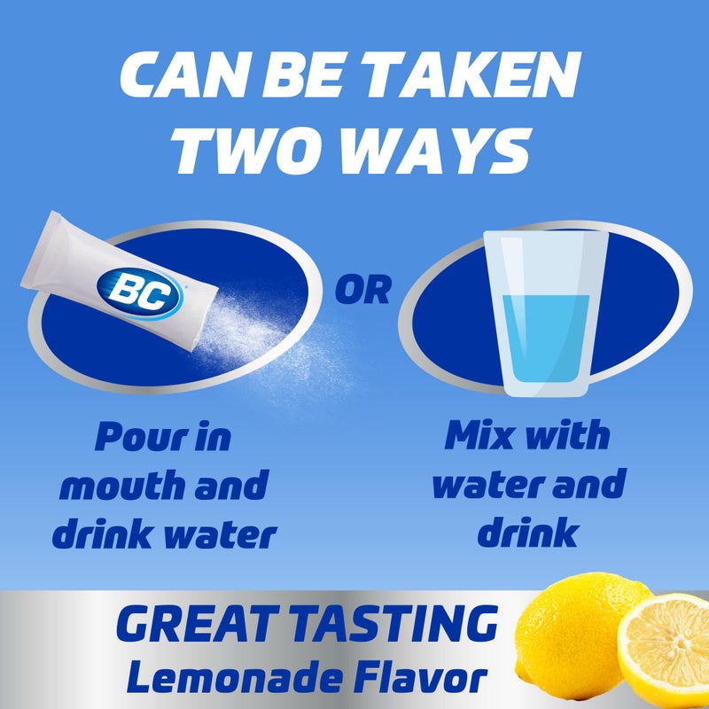 BC MAX Strength Fast Pain Relief Powder, Lemonade Flavor Aspirin 500mg and Acetaminophen 500mg Dissolve Packs, 16 Count - Image 4