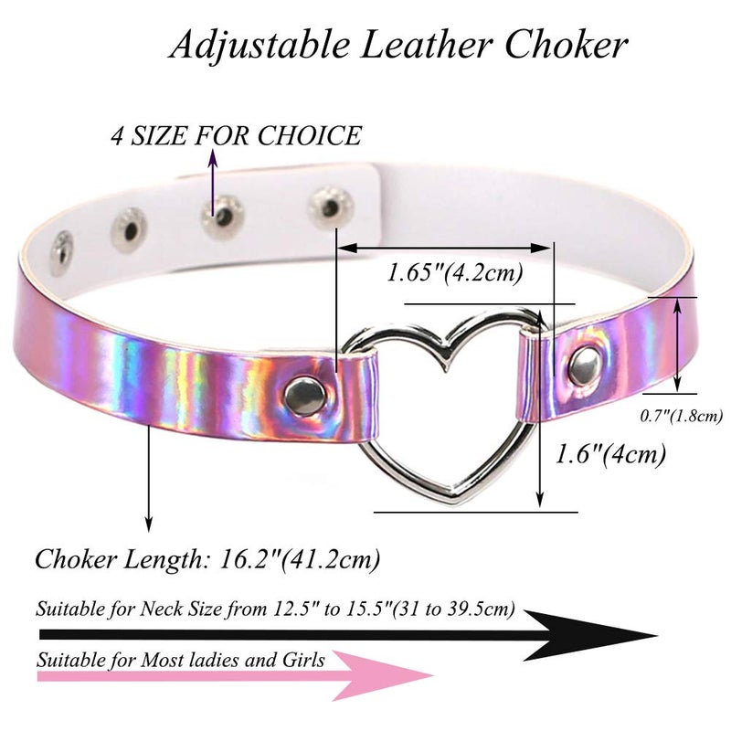 ETHOON قلادة تشوكر قلب الحب ETHOON من جلد PU تشوكر قوطية سلسلة قلادة ليزر وردي - Image 3