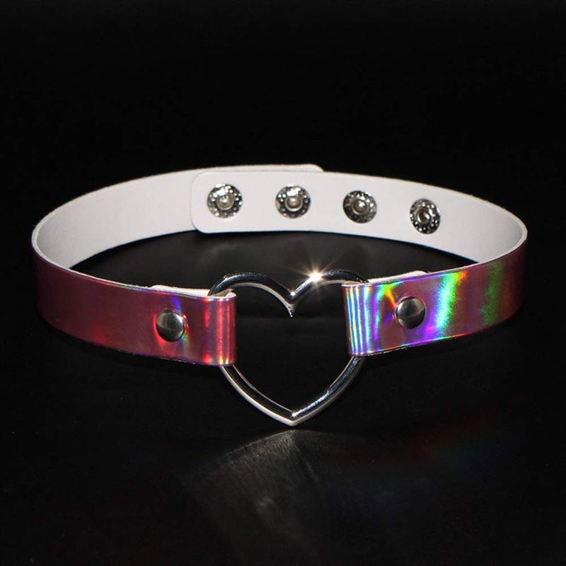 ETHOON قلادة تشوكر قلب الحب ETHOON من جلد PU تشوكر قوطية سلسلة قلادة ليزر وردي - Image 5