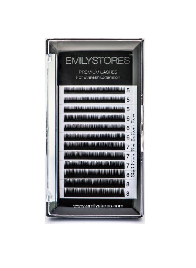 EMILYSTORES Bottom Lash Extension Eyebrow Eyelash Extensions Under Lower False Lashes Mixed J Curl 0.10mm Length 5mm 6mm 7mm 8mm In One Tray - Image 1