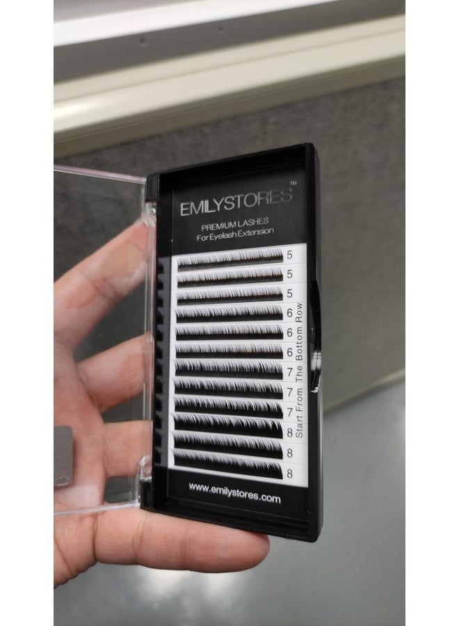 EMILYSTORES Bottom Lash Extension Eyebrow Eyelash Extensions Under Lower False Lashes Mixed J Curl 0.10mm Length 5mm 6mm 7mm 8mm In One Tray - Image 4