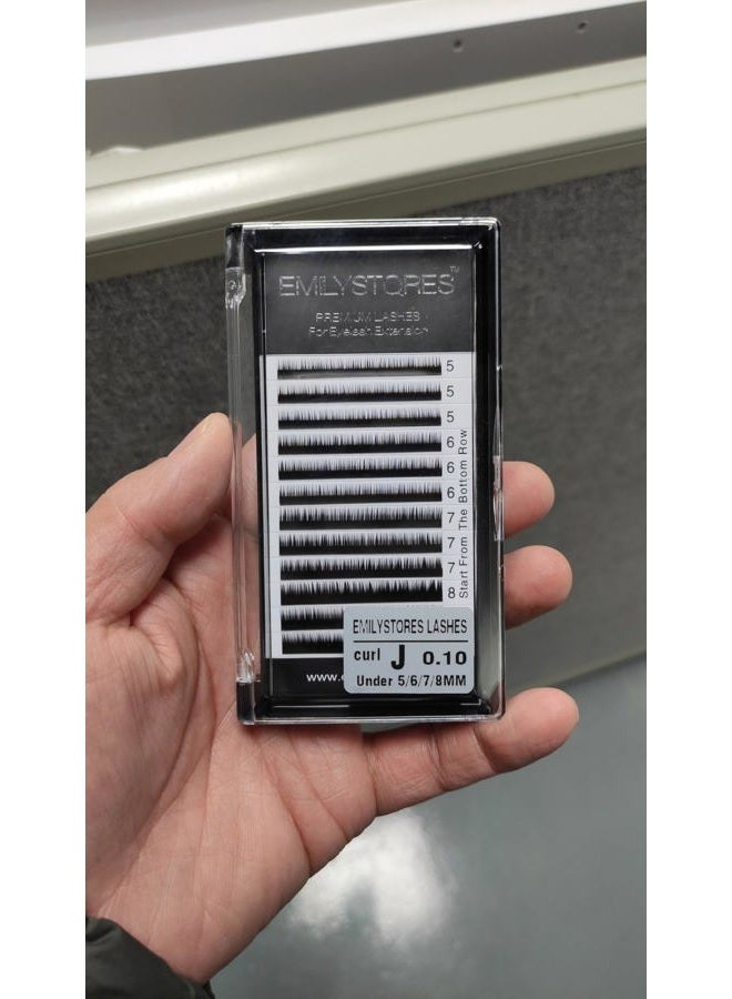 EMILYSTORES Bottom Lash Extension Eyebrow Eyelash Extensions Under Lower False Lashes Mixed J Curl 0.10mm Length 5mm 6mm 7mm 8mm In One Tray - Image 3
