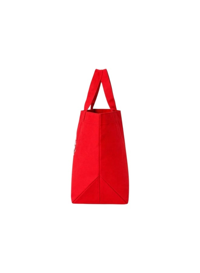 MOMO FOR HOME Red 100% Cotton Shopping Bag with Matryoshka Design, Reusable Tote Bag for Women - Image 2