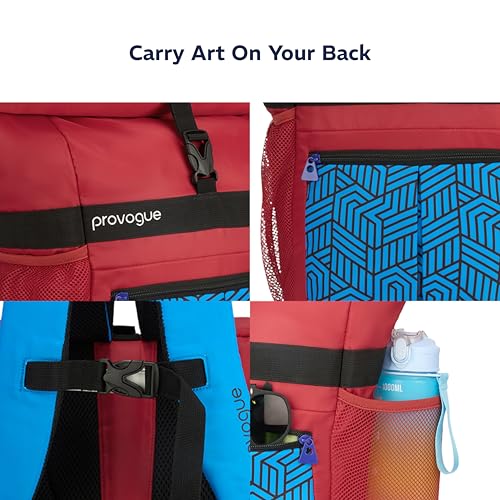 Provogue Vaulta 30 litres everyday backpack with 15.6 inch laptop compartment for men and women in Rage Red, stylish contemporary daily use college, office and outdoor bag | With organiser - Image 4