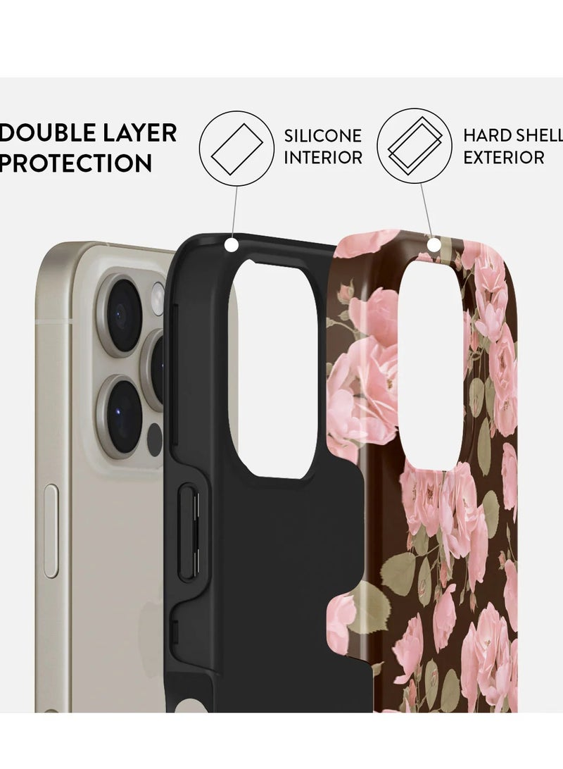 Burga Luxury Styled Fashion 16 Pro Case Compatible with Double Layer Silicone Protective Case Desert Rose - Image 2
