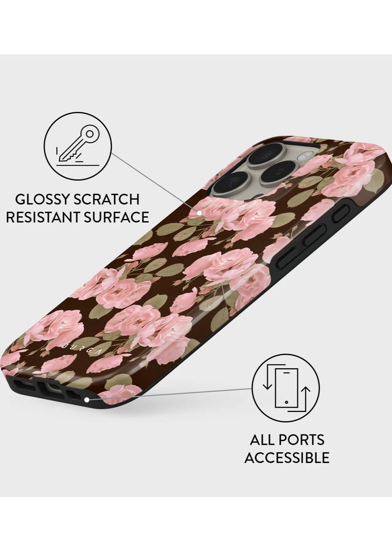 Burga Luxury Styled Fashion 16 Pro Case Compatible with Double Layer Silicone Protective Case Desert Rose - Image 4