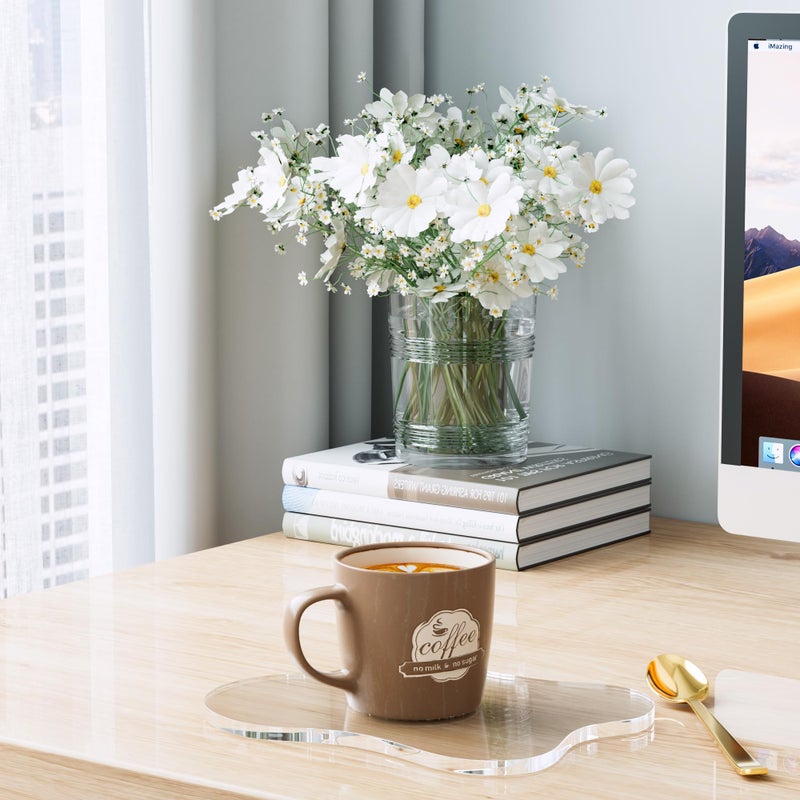 Leadiy Acrylic Coaster Decorative Plates, Irregular Bar Drink Coaster, Clear Cloud Shape Coffee Cup Coaster, Perfect for Tabletop Protection and Accessories Display.(Clear) - Image 2