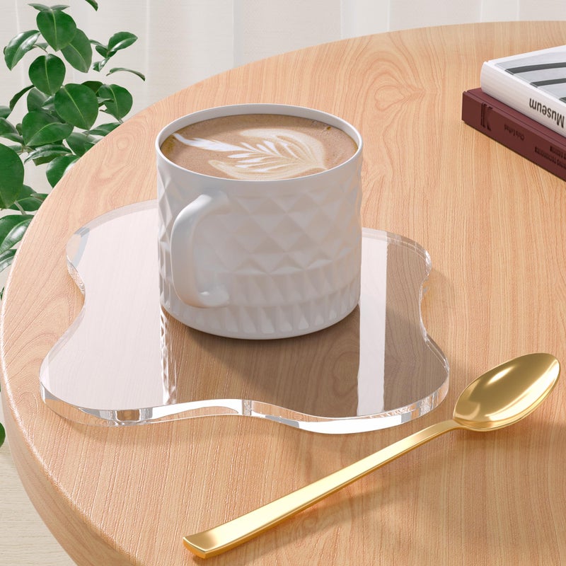 Leadiy Acrylic Coaster Decorative Plates, Irregular Bar Drink Coaster, Clear Cloud Shape Coffee Cup Coaster, Perfect for Tabletop Protection and Accessories Display.(Clear) - Image 1