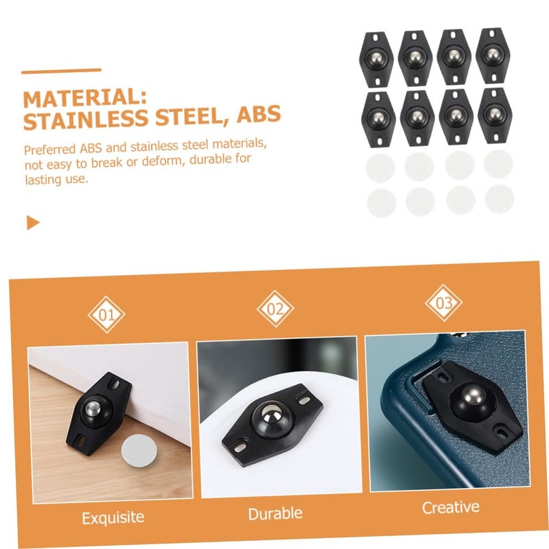 4 Sets Mini Caster Wheels Adhesive Stainless Steel For Storage Box 8 Pieces Each - Image 5