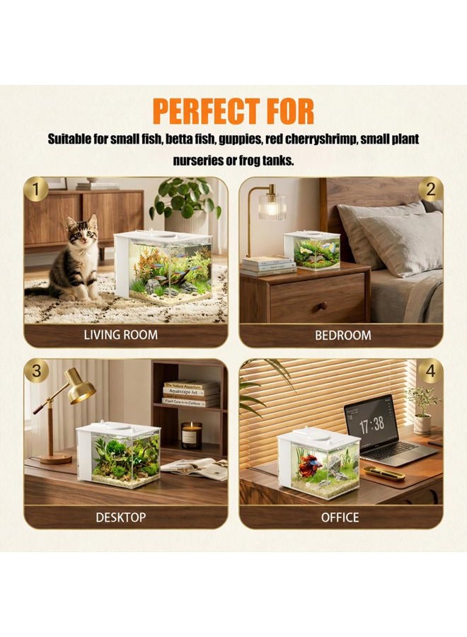 Vehipa 2.9 L Small Betta Aquarium Complete Set, Nano Aquarium Made of Acrylic with Filter, LED Light, Pump, Ideal for Small Fish, Shrimp, and Plants (White) - Image 5
