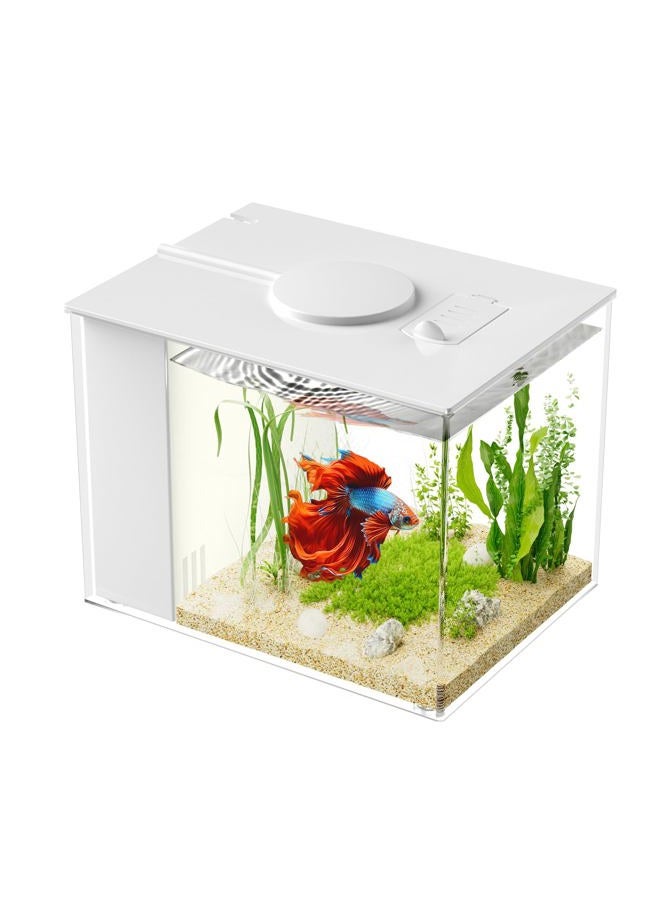 Vehipa 2.9 L Small Betta Aquarium Complete Set, Nano Aquarium Made of Acrylic with Filter, LED Light, Pump, Ideal for Small Fish, Shrimp, and Plants (White) - Image 1