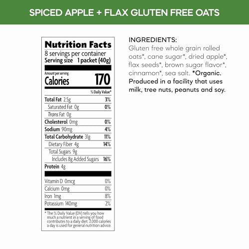 Nature's Path Organic Spiced Apple + Flax Oatmeal, 11.3 oz (Pack of 1), Gluten Free, Non-GMO - Image 5