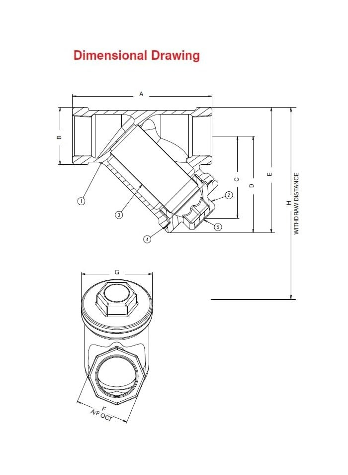 كرين مصفاة Y برونزية PN20 1-1/2 بوصة (رافعة) - Image 2