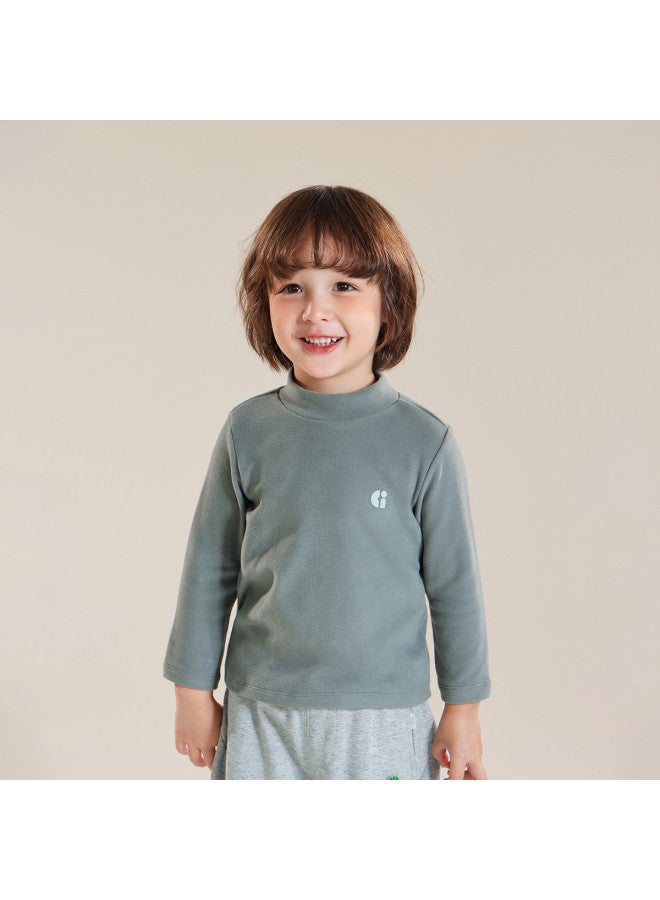 Baby Base Layer Shirt Boys Half-turtle Neck T-shirt Striped Warm Top Children's Innerwear Winter Girls - Image 3