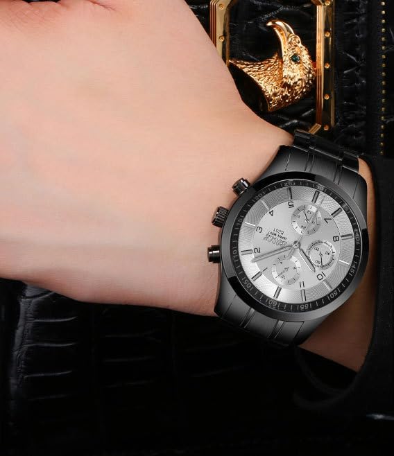 BOSCK Men's Casual Business Watches, Fashion Sport Wristwatches with Stainless Steel Band, 30M Waterproof Quartz Watches - Image 2