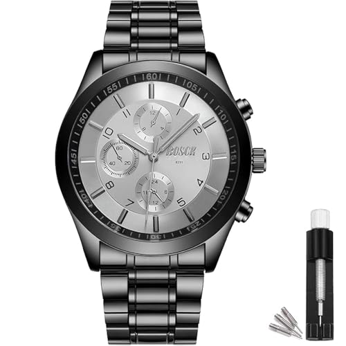 BOSCK Men's Casual Business Watches, Fashion Sport Wristwatches with Stainless Steel Band, 30M Waterproof Quartz Watches - Image 1