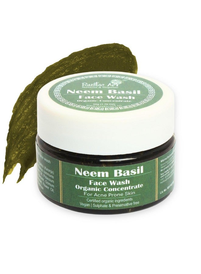 راستيك أرت غسول الوجه بالريحان النيم العضوي المضاد لحب الشباب (البثور) منظف خالٍ من الكبريتات والبارابين للنساء والرجال مناسب للمراهقين 50 جم (عبوة من قطعة واحدة) - Image 1