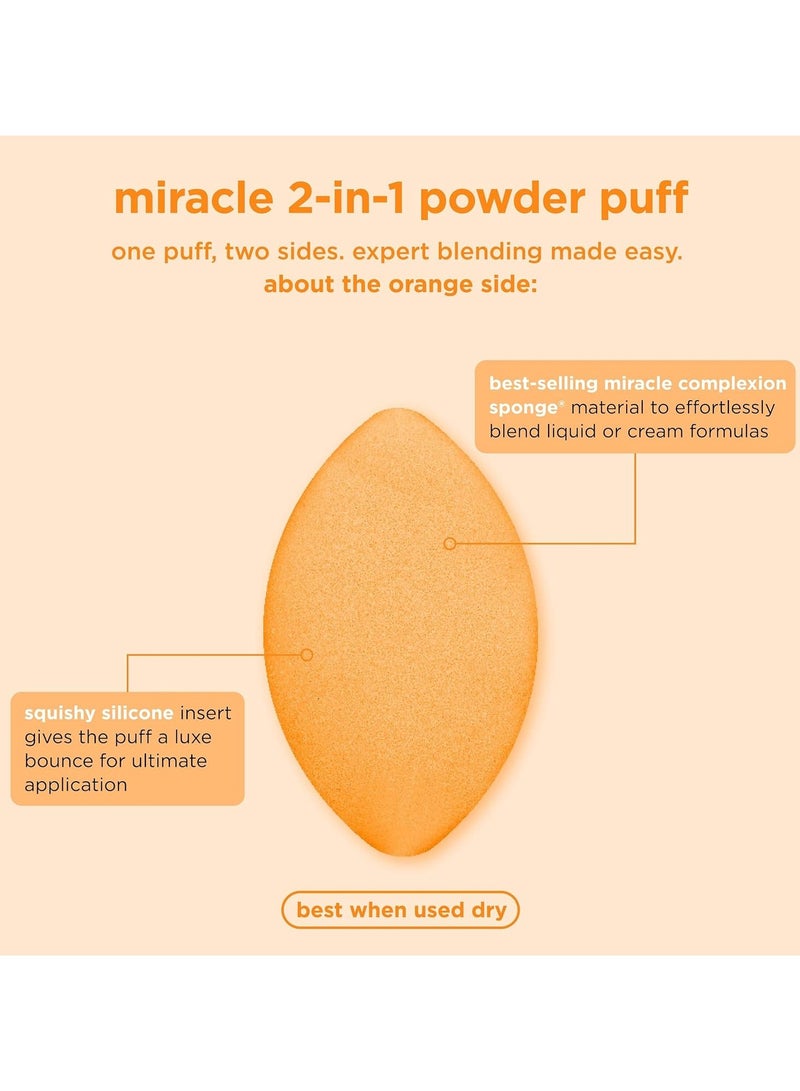 REAL TECHNIQUES Miracle 2-In-1 Powder Puff, Dual-Sided Makeup Blending Puff, Reversible Elastic Band, Precision Makeup Sponge & Powder Puff, For Liquid, Cream & Powder Products, 1 Count Multicolor - Image 4