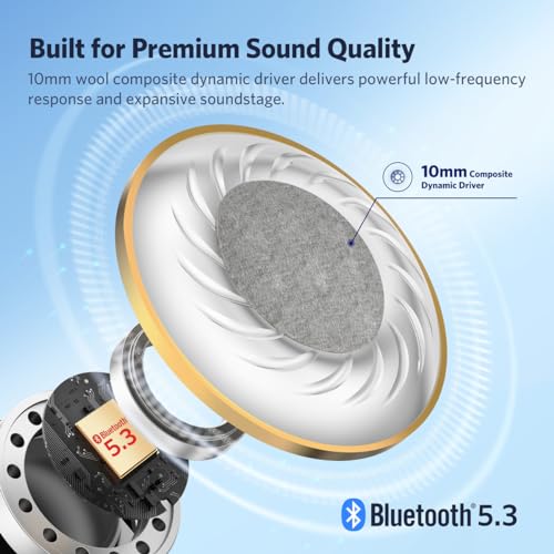 EarFun Air 2 Wireless Earbuds, 10mm Drivers with LDAC Bluetooth Earbuds, Hi-Res Audio, Bluetooth 5.3 with Multipoint Connection, 4 Mics, Wireless Charging, 40H Playtime, App Customization, IPX7 - Image 3