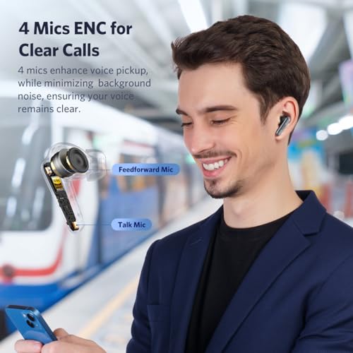 EarFun Air 2 Wireless Earbuds, 10mm Drivers with LDAC Bluetooth Earbuds, Hi-Res Audio, Bluetooth 5.3 with Multipoint Connection, 4 Mics, Wireless Charging, 40H Playtime, App Customization, IPX7 - Image 4