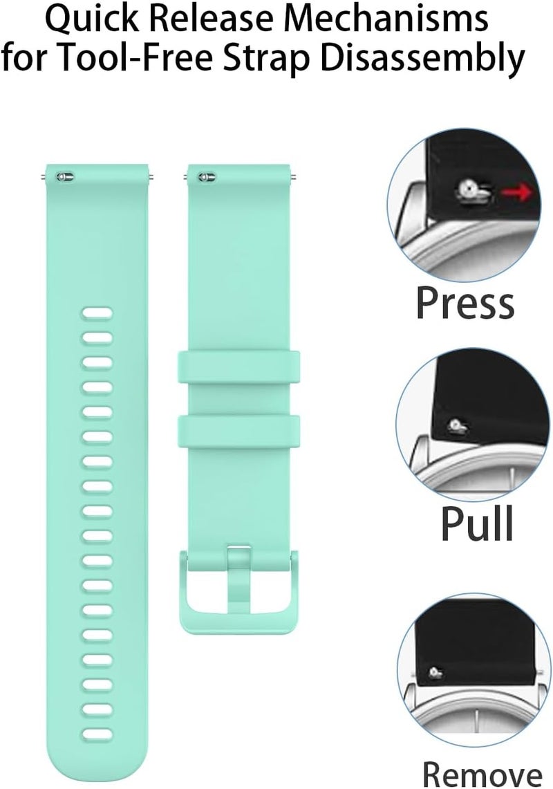 WUNIAK Compatible for Williben Smart Watch，Replacement New Soft Sport Silicone Waterproof Strap Wristbands for Williben Smart Watch.(Black+Teal Green,2 Pack) - Image 2