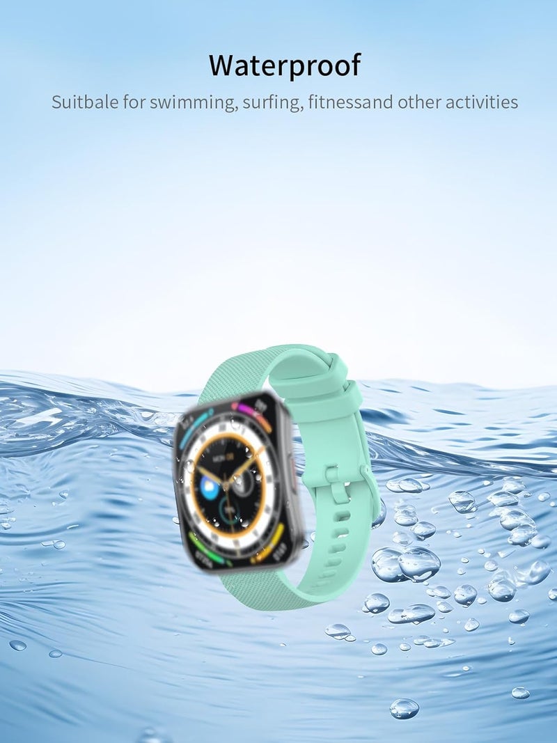 WUNIAK Compatible for Williben Smart Watch，Replacement New Soft Sport Silicone Waterproof Strap Wristbands for Williben Smart Watch.(Black+Teal Green,2 Pack) - Image 4