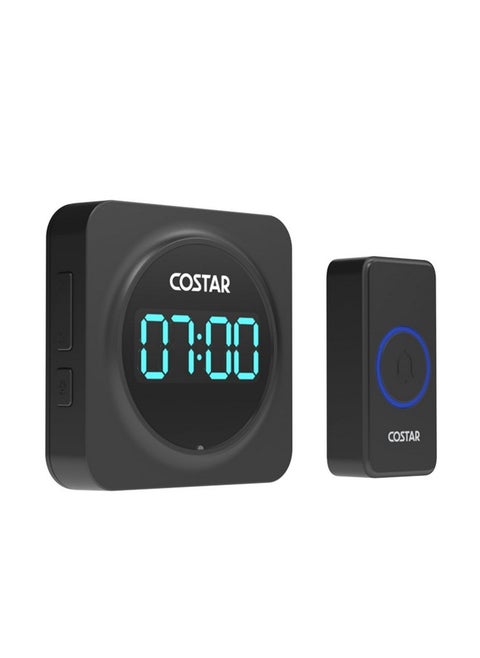 Costar Door Bell - Calling Bell Wireless with 24-Hour Time Display, Wireless Doorbell for Home, 1000ft Range Operating with 58 Chimes, 5 Levels Adjustable Volume(Pebble 700 Black)