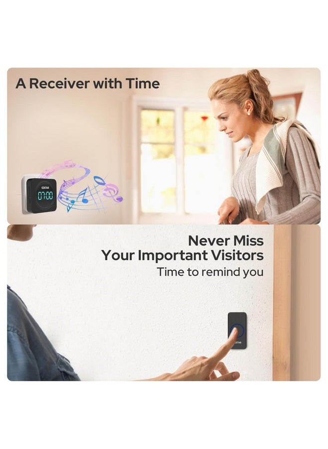 Costar Door Bell - Calling Bell Wireless with 24-Hour Time Display, Wireless Doorbell for Home, 1000ft Range Operating with 58 Chimes, 5 Levels Adjustable Volume(Pebble 700 Black)
