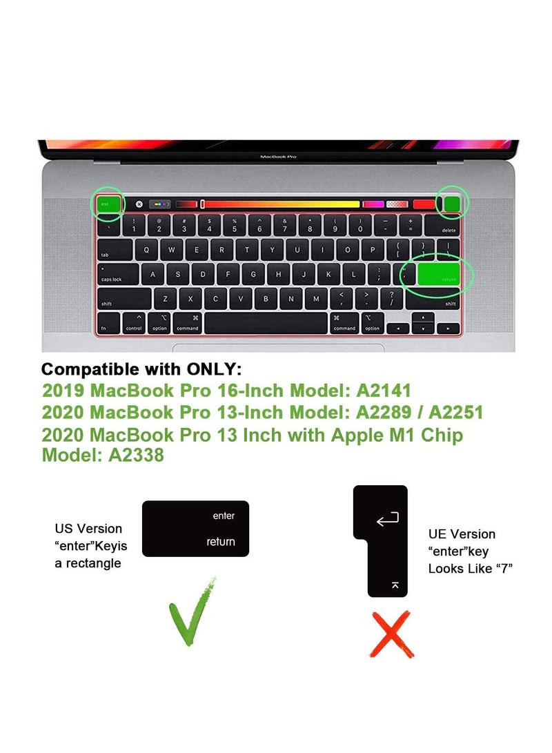 Ultra Thin Arabic Language Silicone Keyboard Cover Skin for MacBook Pro 16 inch A2141/2019 2020 New Pro 13.3 inch A2338 M1/A2251/A2289 with Touch Bar & Touch ID Black (US Version)