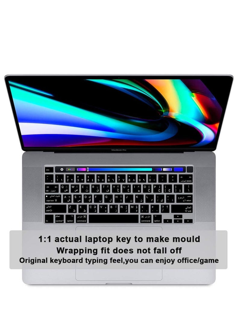 Generic Ultra Thin Arabic Language Silicone Keyboard Cover Skin for MacBook Pro 16 inch A2141/2019 2020 New Pro 13.3 inch A2338 M1/A2251/A2289 with Touch Bar & Touch ID Black (US Version)  - Image 4