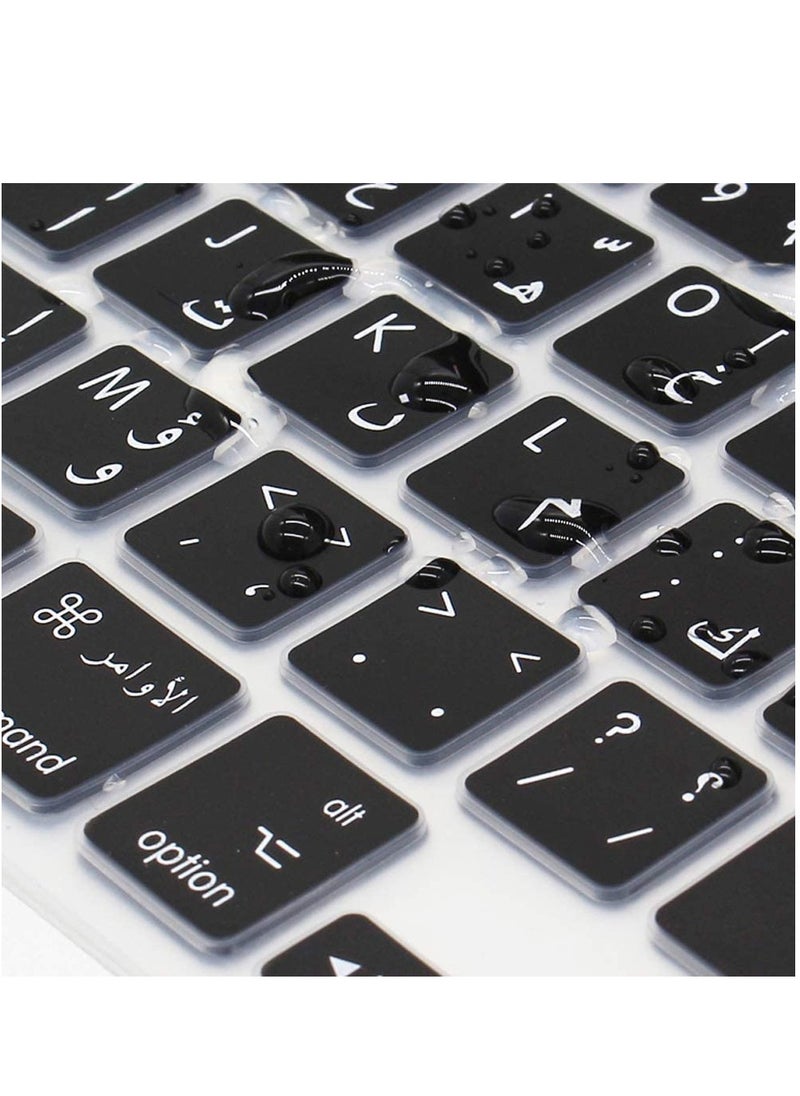 Generic Ultra Thin Arabic Language Silicone Keyboard Cover Skin for MacBook Pro 16 inch A2141/2019 2020 New Pro 13.3 inch A2338 M1/A2251/A2289 with Touch Bar & Touch ID Black (US Version)  - Image 3