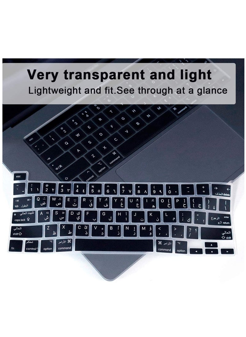 Generic Ultra Thin Arabic Language Silicone Keyboard Cover Skin for MacBook Pro 16 inch A2141/2019 2020 New Pro 13.3 inch A2338 M1/A2251/A2289 with Touch Bar & Touch ID Black (US Version)  - Image 2
